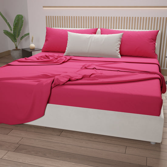 PETTI Lenzuola Matrimoniali, Singole, Una Piazza e Mezza, 100% Cotone, Fucsia Nuova