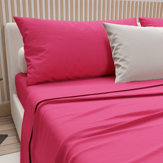 PETTI Lenzuola Matrimoniali, Singole, Una Piazza e Mezza, 100% Cotone, Fucsia Nuova