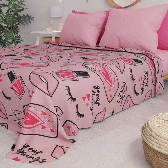 PETTI Copriletto Estivo, Coperta Leggera, Lenzuola Copriletto Lipstick Rosa Promozione