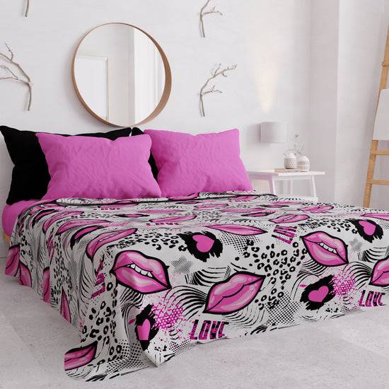PETTI Copriletto Estivo, Coperta Leggera, Lenzuola Copriletto Lipstick Bianco Spedizione Gratuita
