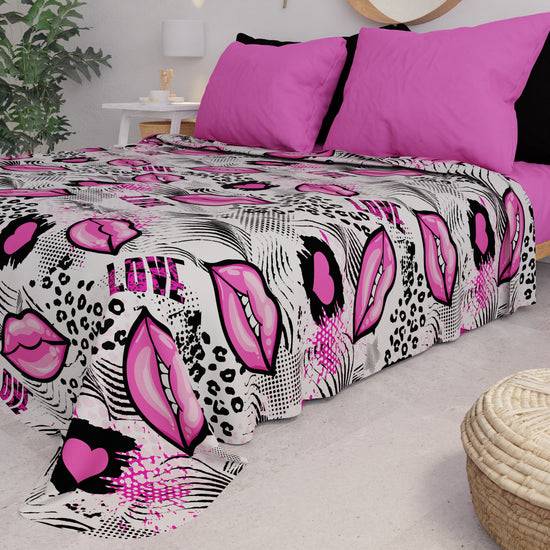 PETTI Copriletto Estivo, Coperta Leggera, Lenzuola Copriletto Lipstick Bianco Spedizione Gratuita