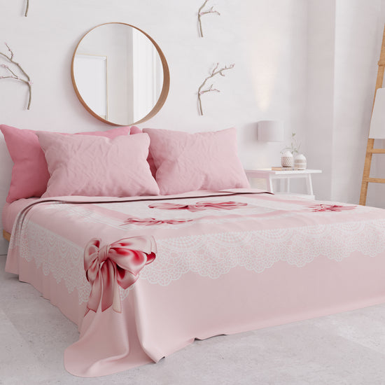 PETTI Copriletto Estivo, Coperta Leggera, Lenzuola Copriletto, Fiocco Rosa Negozi Online