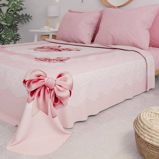 PETTI Copriletto Estivo, Coperta Leggera, Lenzuola Copriletto, Fiocco Rosa Negozi Online