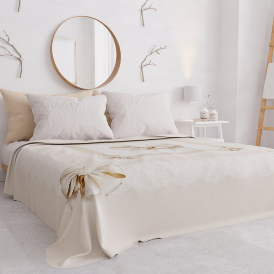 PETTI Copriletto Estivo, Coperta Leggera, Lenzuola Copriletto, Fiocco Beige Acquista Ora