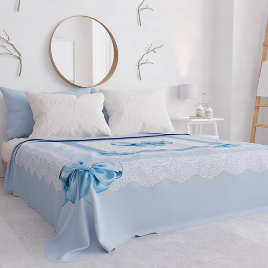 PETTI Copriletto Estivo, Coperta Leggera, Lenzuola Copriletto, Fiocco Celeste Consegna Veloce
