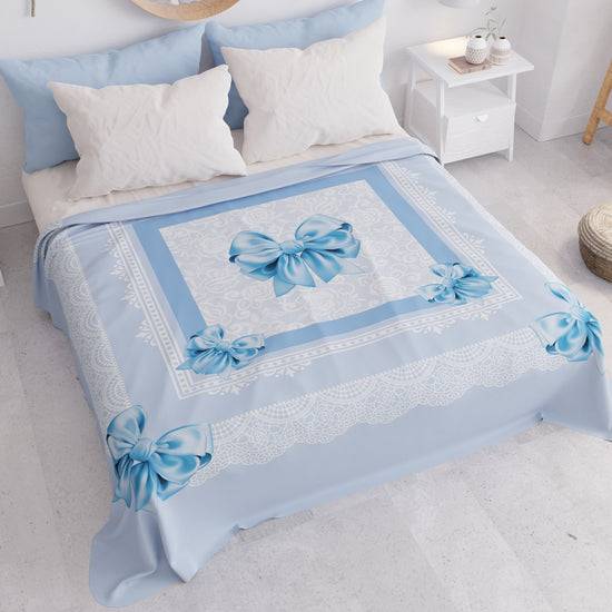 PETTI Copriletto Estivo, Coperta Leggera, Lenzuola Copriletto, Fiocco Celeste Consegna Veloce