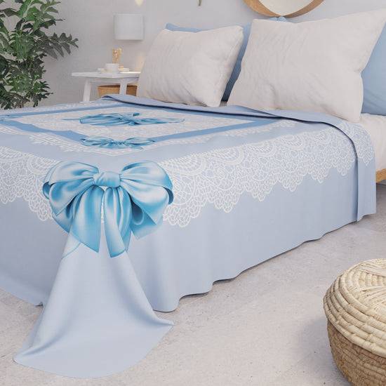 PETTI Copriletto Estivo, Coperta Leggera, Lenzuola Copriletto, Fiocco Celeste Consegna Veloce