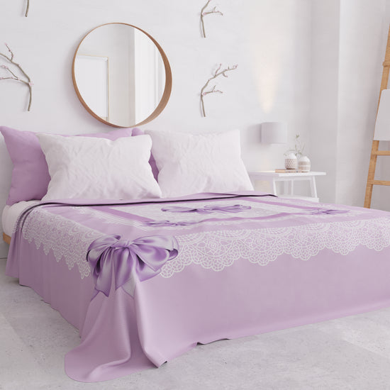 PETTI Copriletto Estivo, Coperta Leggera, Lenzuola Copriletto, Fiocco Lilla Promozione Limitata