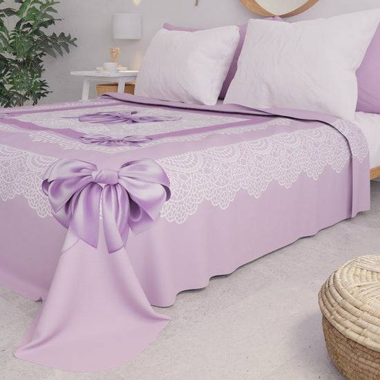 PETTI Copriletto Estivo, Coperta Leggera, Lenzuola Copriletto, Fiocco Lilla Promozione Limitata