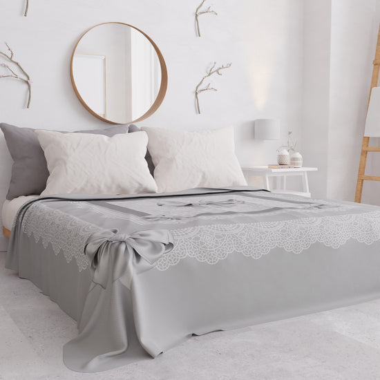 PETTI Copriletto Estivo, Coperta Leggera, Lenzuola Copriletto, Fiocco Grigio Fino Al -60%