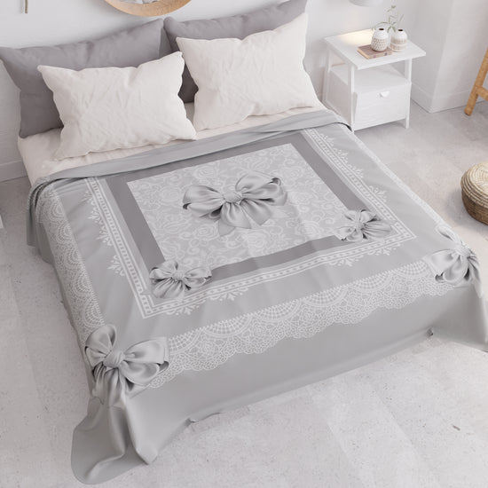 PETTI Copriletto Estivo, Coperta Leggera, Lenzuola Copriletto, Fiocco Grigio Fino Al -60%