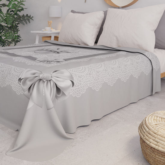 PETTI Copriletto Estivo, Coperta Leggera, Lenzuola Copriletto, Fiocco Grigio Fino Al -60%