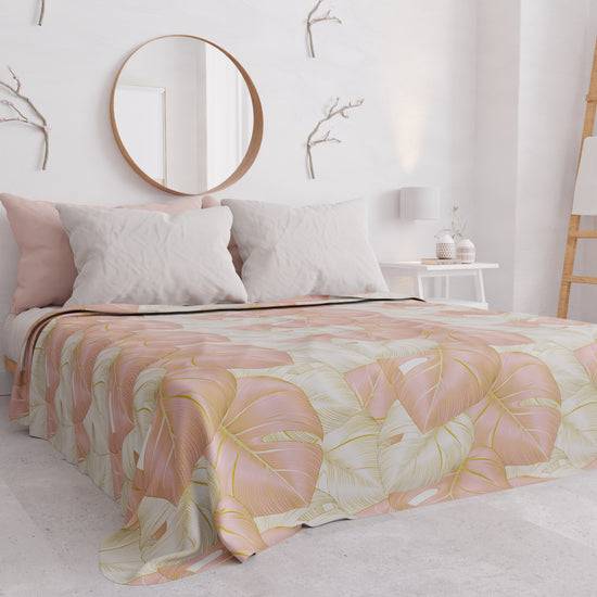 PETTI Copriletto Estivo, Coperta Leggera, Lenzuola Copriletto, Tropical Cipria e Oro Affare Del Giorno