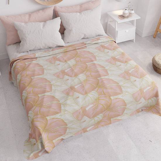 PETTI Copriletto Estivo, Coperta Leggera, Lenzuola Copriletto, Tropical Cipria e Oro Affare Del Giorno