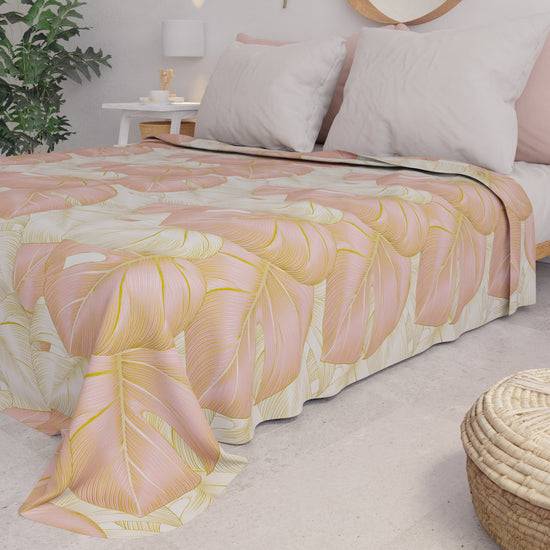 PETTI Copriletto Estivo, Coperta Leggera, Lenzuola Copriletto, Tropical Cipria e Oro Affare Del Giorno