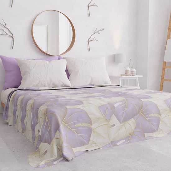 PETTI Copriletto Estivo, Coperta Leggera, Lenzuola Copriletto, Tropical Lilla e Oro Prezzo Ridotto