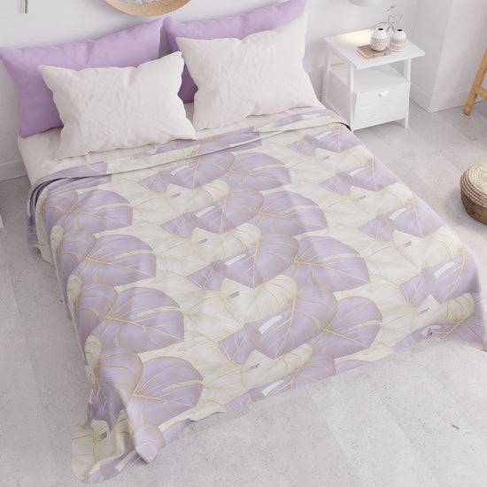 PETTI Copriletto Estivo, Coperta Leggera, Lenzuola Copriletto, Tropical Lilla e Oro Prezzo Ridotto