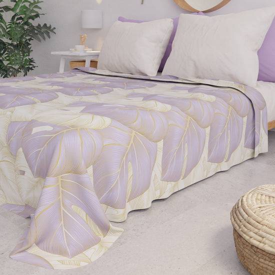 PETTI Copriletto Estivo, Coperta Leggera, Lenzuola Copriletto, Tropical Lilla e Oro Prezzo Ridotto