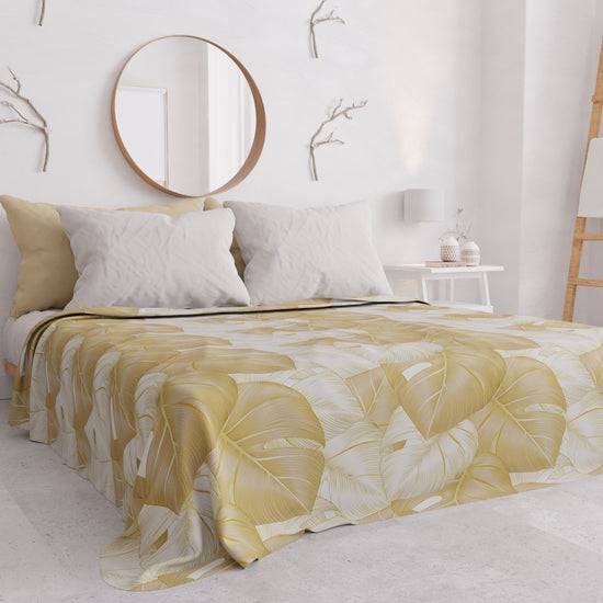 PETTI Copriletto Estivo, Coperta Leggera, Lenzuola Copriletto, Tropical Tortora e Oro Vendita Calda