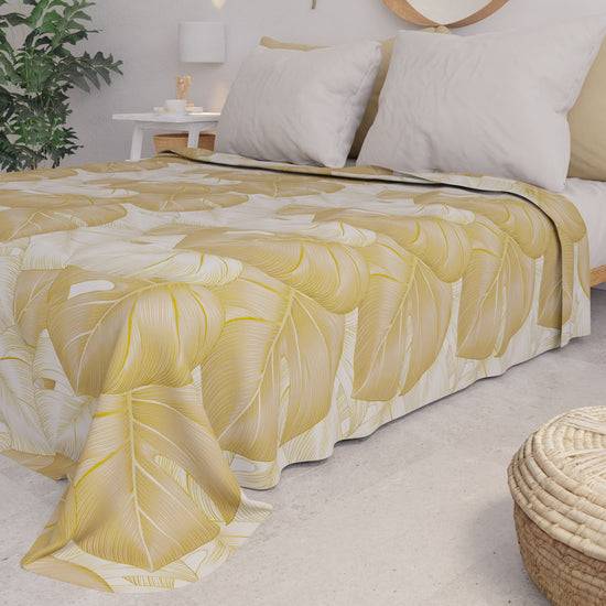PETTI Copriletto Estivo, Coperta Leggera, Lenzuola Copriletto, Tropical Tortora e Oro Vendita Calda
