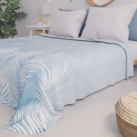 PETTI Copriletto Estivo, Coperta Leggera, Lenzuola Copriletto, Foglia Celeste Presa