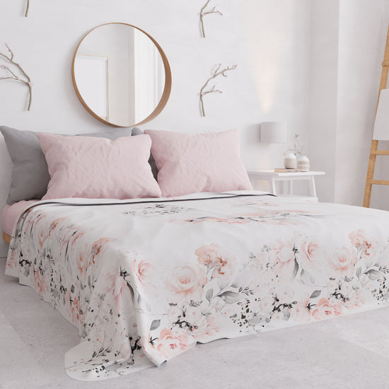 PETTI Copriletto Estivo, Coperta Leggera, Lenzuola Copriletto, Floreale Grigio Economico