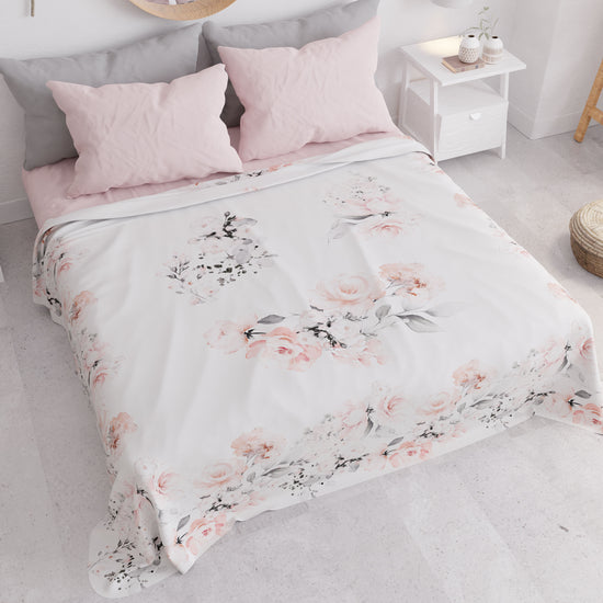PETTI Copriletto Estivo, Coperta Leggera, Lenzuola Copriletto, Floreale Grigio Economico