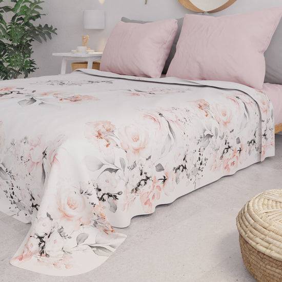 PETTI Copriletto Estivo, Coperta Leggera, Lenzuola Copriletto, Floreale Grigio Economico