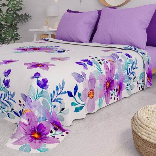 PETTI Copriletto Estivo, Coperta Leggera, Lenzuola Copriletto, Floreale Viola Online