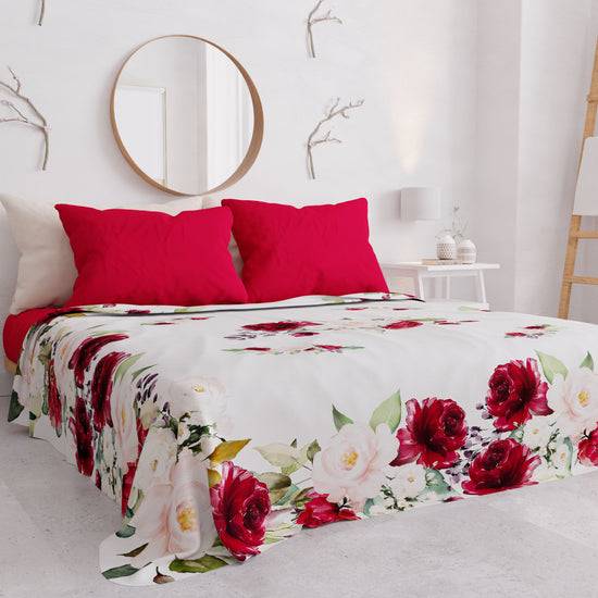 PETTI Copriletto Estivo, Coperta Leggera, Lenzuola Copriletto, Floreale Bordeaux Outlet