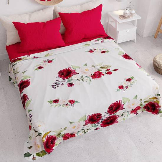 PETTI Copriletto Estivo, Coperta Leggera, Lenzuola Copriletto, Floreale Bordeaux Outlet