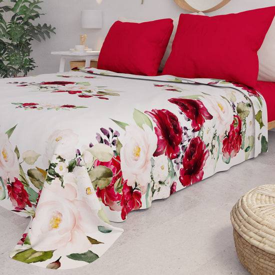 PETTI Copriletto Estivo, Coperta Leggera, Lenzuola Copriletto, Floreale Bordeaux Outlet