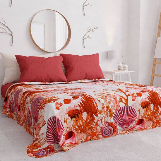 PETTI Copriletto Estivo, Coperta Leggera, Lenzuola Copriletto, Corallo Rosso Saldi Di Fabbrica
