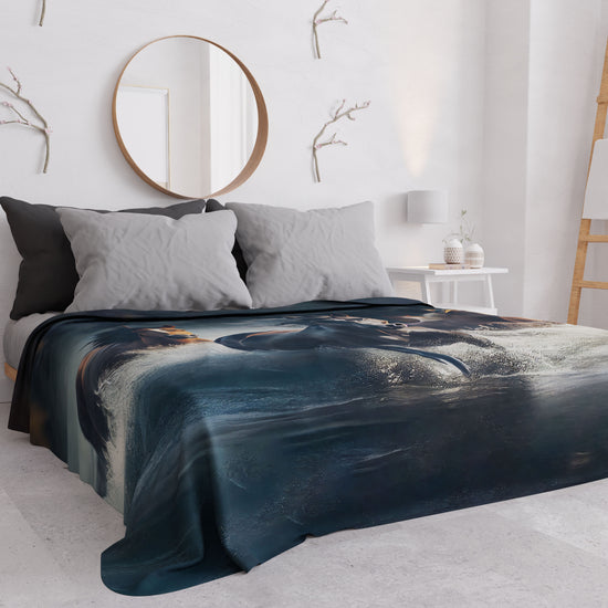PETTI Copriletto Estivo, Coperta Leggera, Lenzuola Copriletto, Horses Nuova