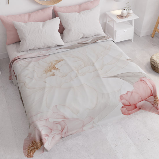 PETTI Copriletto Estivo, Coperta Leggera, Lenzuola Copriletto Peonia Nuovo