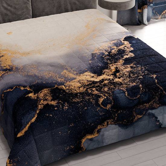 PETTI Trapuntino Copriletto Primaverile Autunnale in Stampa Digitale Marble Blu Promozione Limitata