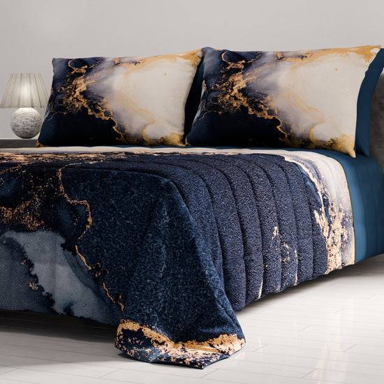 PETTI Trapuntino Copriletto Primaverile Autunnale in Stampa Digitale Marble Blu Promozione Limitata
