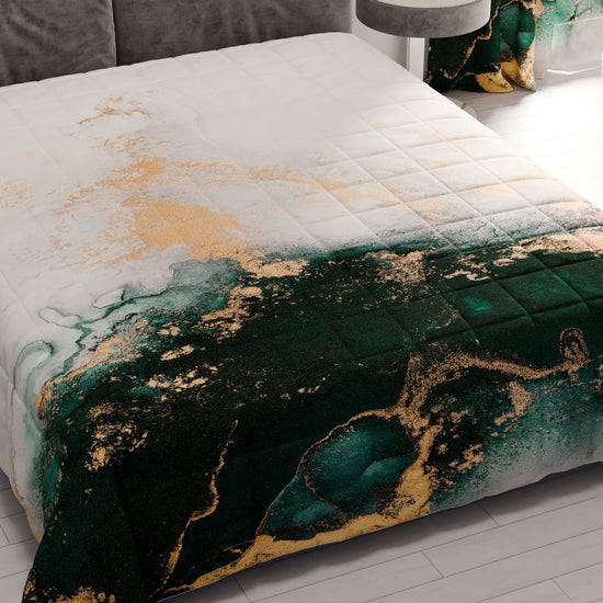 PETTI Trapuntino Copriletto Primaverile Autunnale in Stampa Digitale Marble Smeraldo Fino Al -60%