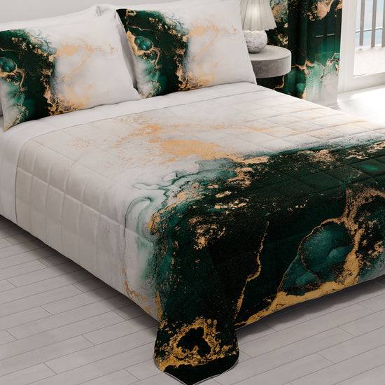 PETTI Trapuntino Copriletto Primaverile Autunnale in Stampa Digitale Marble Smeraldo Fino Al -60%