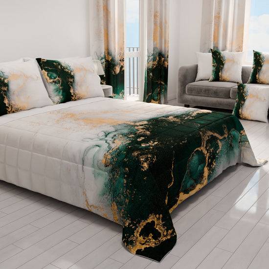PETTI Trapuntino Copriletto Primaverile Autunnale in Stampa Digitale Marble Smeraldo Fino Al -60%