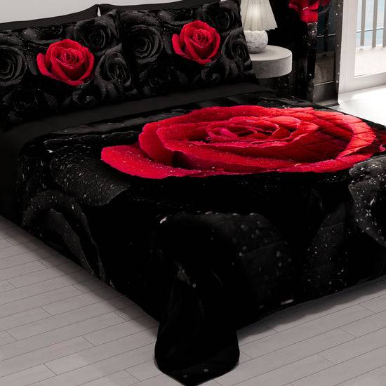 PETTI Trapuntino Copriletto Primaverile Autunnale in Stampa Digitale Black Roses Saldi