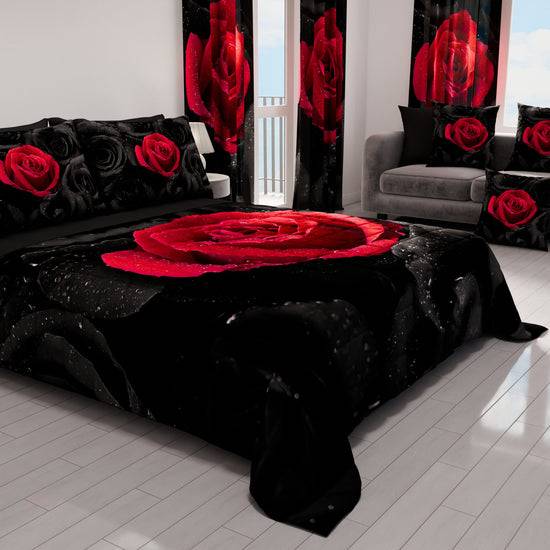 PETTI Trapuntino Copriletto Primaverile Autunnale in Stampa Digitale Black Roses Saldi