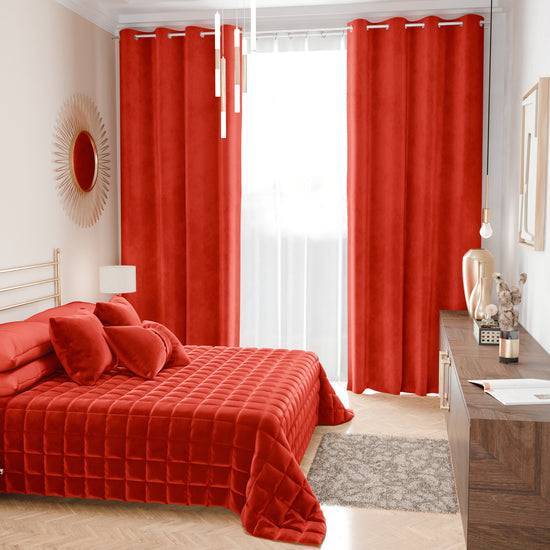 PETTI Trapuntino Copriletto Primaverile Autunnale in Velluto Double Face Rosso In Saldo