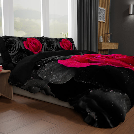 PETTI Copripiumino Matrimoniale, Singolo, Una Piazza e Mezza, Black Roses 2025