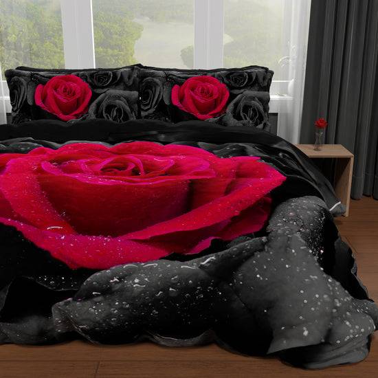 PETTI Copripiumino Matrimoniale, Singolo, Una Piazza e Mezza, Black Roses 2025