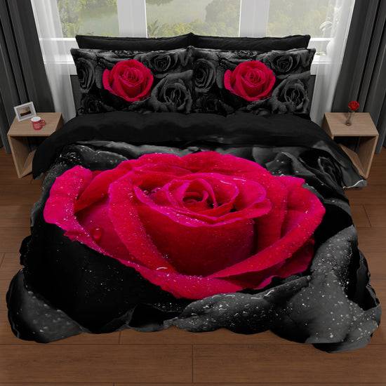 PETTI Copripiumino Matrimoniale, Singolo, Una Piazza e Mezza, Black Roses 2025