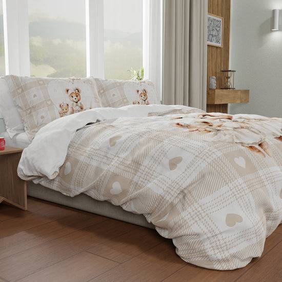 PETTI Copripiumino Matrimoniale, Singolo, Una Piazza e Mezza, Teddy Love Tortora Sconto