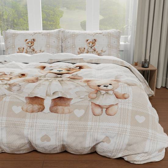 PETTI Copripiumino Matrimoniale, Singolo, Una Piazza e Mezza, Teddy Love Tortora Sconto
