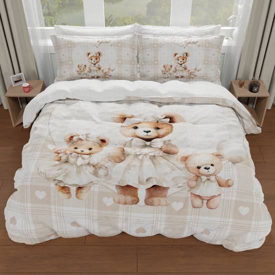 PETTI Copripiumino Matrimoniale, Singolo, Una Piazza e Mezza, Teddy Love Tortora Sconto