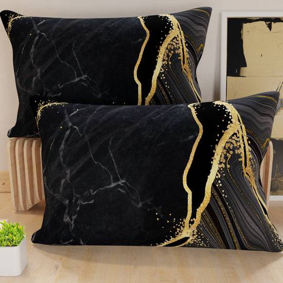 PETTI Federe, Federe Cuscini in Stampa Digitale, Marble Nero Flash Sale
